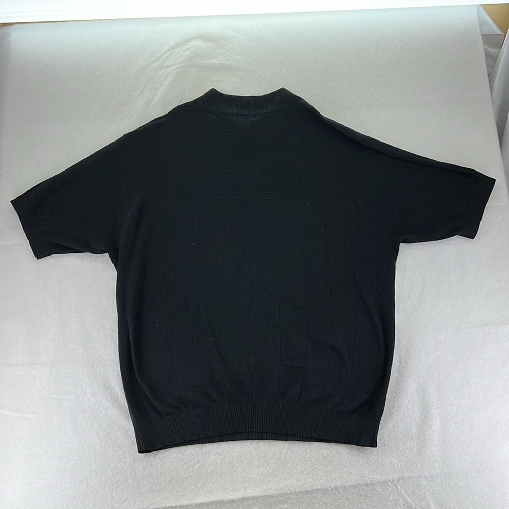 Paul Fredrick Short Sleeve Sweater Shirt Black Mens Size XL 100% Silk - Picture 7 of 7